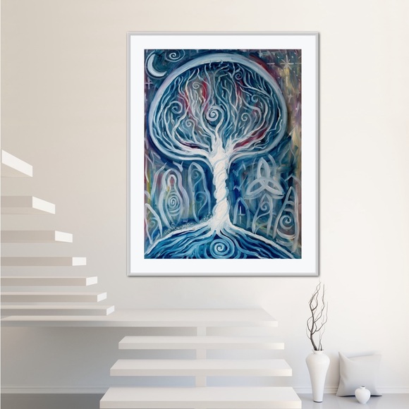 Goddess Tree Art Print of Oil Painting Celtic standing stones spiral whimsical - Picture 6 of 6